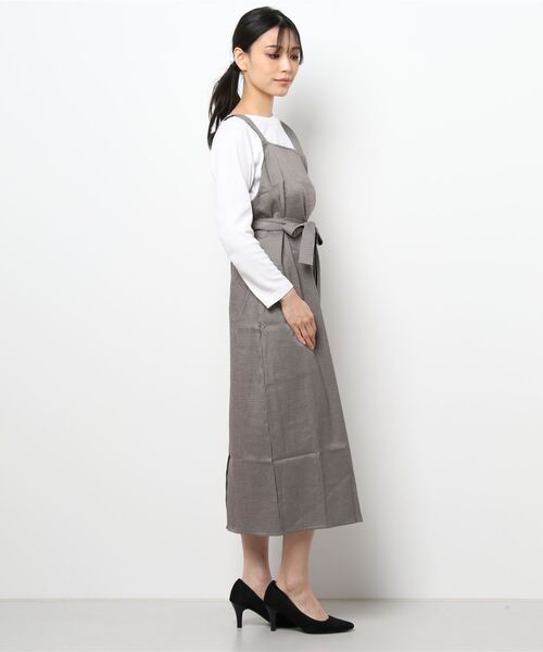 flower（フラワー）の「チェックエプロンワンピース（ワンピース・レディース・グレー/ベージュ・FREE）」の10枚目の写真