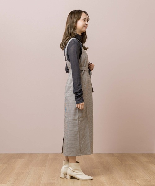 flower（フラワー）の「チェックエプロンワンピース（ワンピース・レディース・グレー/ベージュ・FREE）」の11枚目の写真