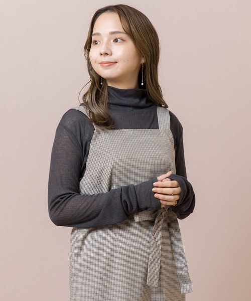 flower（フラワー）の「チェックエプロンワンピース（ワンピース・レディース・グレー/ベージュ・FREE）」の9枚目の写真