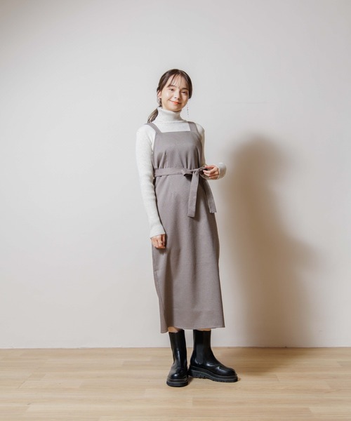 flower（フラワー）の「チェックエプロンワンピース（ワンピース・レディース・グレー/ベージュ・FREE）」の13枚目の写真