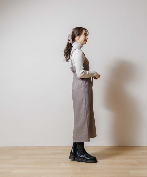 flower（フラワー）の「チェックエプロンワンピース（ワンピース・レディース・グレー/ベージュ・FREE）」の14枚目の写真