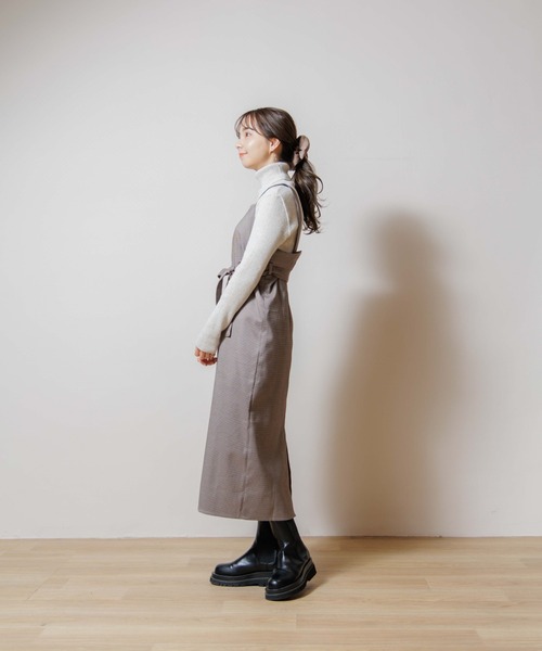 flower（フラワー）の「チェックエプロンワンピース（ワンピース・レディース・グレー/ベージュ・FREE）」の16枚目の写真