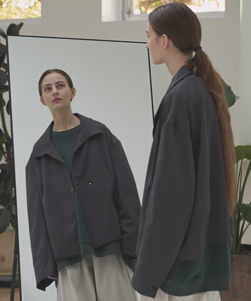 shiki tokyo(シキトウキョウ)の「Oversized Shirt Cardigan / オーバーサイズシャツカーディガン(カーディガン/ボレロ・メンズ・チャコールグレー/グレイッシュベージュ・SMALL/LARGE/MEDIUM)」の4枚目の写真