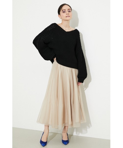 rienda（リエンダ）の「ボックスプリーツフレアスカート（スカート・レディース・ブラック/ベージュ/ピンク・SMALL/MEDIUM）」の3枚目の写真