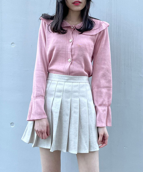 titty＆Co. PETIT（ティティアンドコープティ）の「【titty&Co.PETIT】SSフリルカラーニットカーデトップス（ニット/セーター・レディース・ホワイト/ピンク/ブラック・FREE）」の12枚目の写真