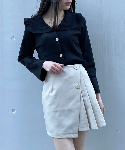 titty＆Co. PETIT（ティティアンドコープティ）の「【titty&Co.PETIT】SSフリルカラーニットカーデトップス（ニット/セーター・レディース・ホワイト/ピンク/ブラック・FREE）」の10枚目の写真