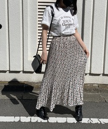 小花柄ケシプリーツスカート