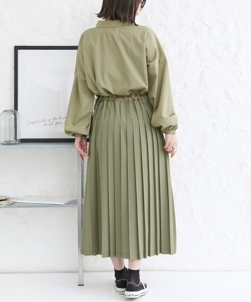 osharewalker（オシャレウォーカー）の「【廃盤】『ウエスト切替プリーツワンピース』（ワンピース・レディース・ブラック/ベージュ/グリーン・FREE）」の21枚目の写真