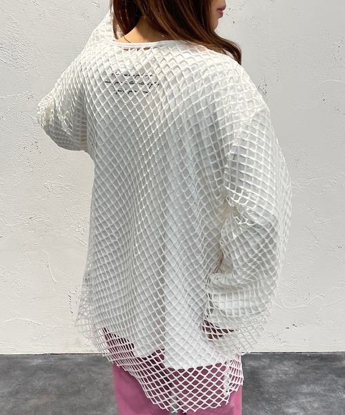 apres jour mignon（アプレジュールミニョン）の「メッシュトップス【ZOZOTOWN限定アイテム】（Tシャツ/カットソー・レディース・ブラック/オフホワイト/ピンク/ブルー・X-LARGE/フリー）」の8枚目の写真