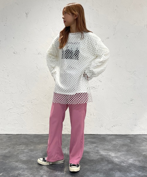 apres jour mignon（アプレジュールミニョン）の「メッシュトップス【ZOZOTOWN限定アイテム】（Tシャツ/カットソー・レディース・ブラック/オフホワイト/ピンク/ブルー・X-LARGE/フリー）」の9枚目の写真