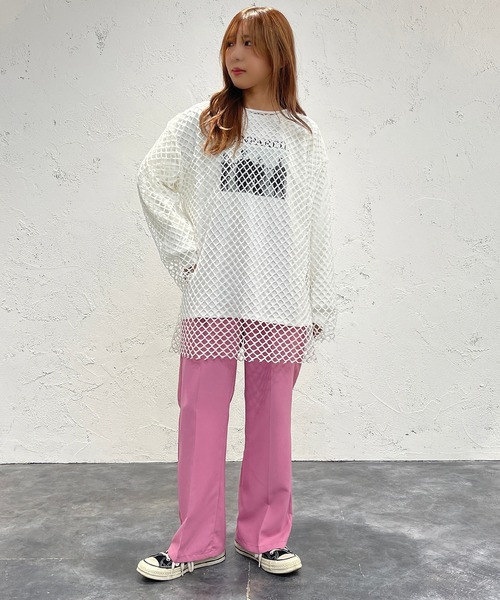 apres jour mignon（アプレジュールミニョン）の「メッシュトップス【ZOZOTOWN限定アイテム】（Tシャツ/カットソー・レディース・ブラック/オフホワイト/ピンク/ブルー・X-LARGE/フリー）」の10枚目の写真