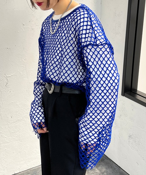 apres jour mignon（アプレジュールミニョン）の「メッシュトップス【ZOZOTOWN限定アイテム】（Tシャツ/カットソー・レディース・ブラック/オフホワイト/ピンク/ブルー・X-LARGE/フリー）」の20枚目の写真