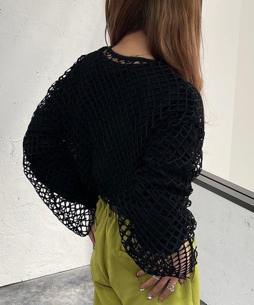 apres jour mignon（アプレジュールミニョン）の「メッシュトップス【ZOZOTOWN限定アイテム】（Tシャツ/カットソー・レディース・ブラック/オフホワイト/ピンク/ブルー・X-LARGE/フリー）」の15枚目の写真