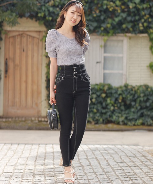 LIPSERVICE(リップサービス)の「ホイップカットトップス(Tシャツ/カットソー・レディース・ブルー/アイボリー/モカ/イエロー×グリーン・FREE)」の18枚目の写真