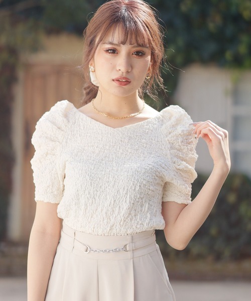 LIPSERVICE(リップサービス)の「ホイップカットトップス(Tシャツ/カットソー・レディース・ブルー/アイボリー/モカ/イエロー×グリーン・FREE)」の20枚目の写真