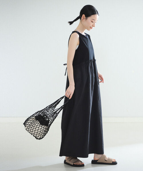 【Demi-Luxe BEAMS 】ドロストコンビワンピース/ネイビー38未使用 Demi-Luxe BEAMS 】ドロストコンビワンピース/ネイビー38未使用