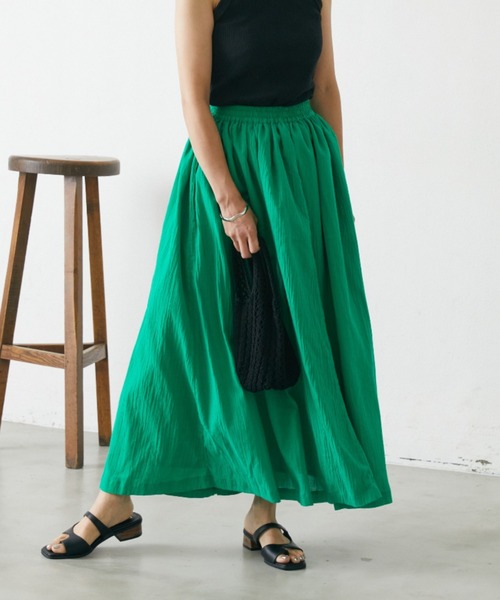 Shelly island（シェリーアイランド）の「ボリュームロングスカート（スカート・レディース・ブラック/パープル/グリーン/ライトグリーン・FREE）」の3枚目の写真