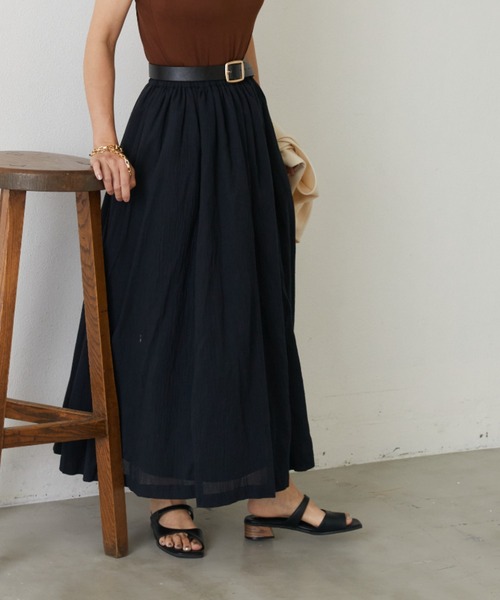 Shelly island（シェリーアイランド）の「ボリュームロングスカート（スカート・レディース・ブラック/パープル/グリーン/ライトグリーン・FREE）」の2枚目の写真