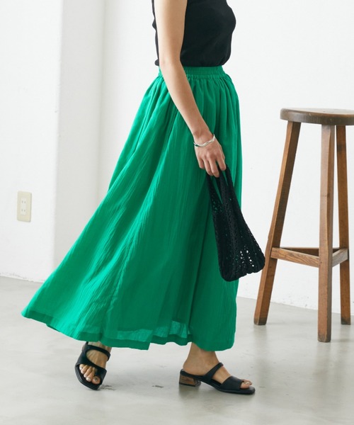 Shelly island（シェリーアイランド）の「ボリュームロングスカート（スカート・レディース・ブラック/パープル/グリーン/ライトグリーン・FREE）」の20枚目の写真
