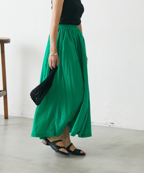 Shelly island（シェリーアイランド）の「ボリュームロングスカート（スカート・レディース・ブラック/パープル/グリーン/ライトグリーン・FREE）」の21枚目の写真