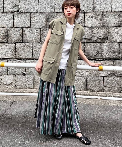 Shelly island（シェリーアイランド）の「ボリュームロングスカート（スカート・レディース・ブラック/パープル/グリーン/ライトグリーン・FREE）」の10枚目の写真