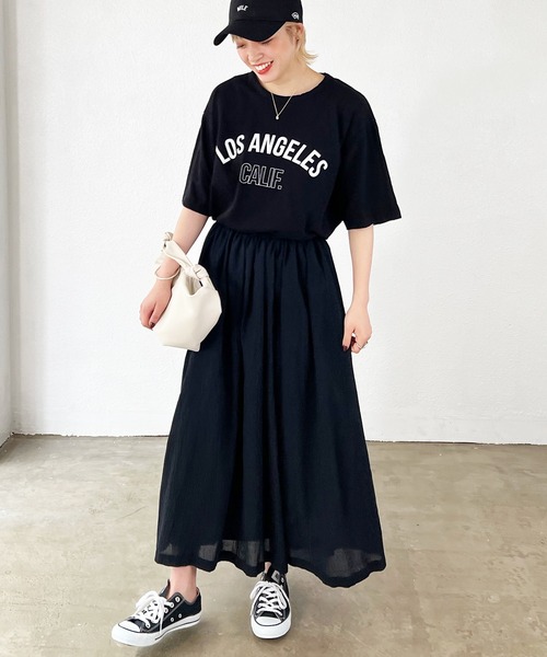 Shelly island（シェリーアイランド）の「ボリュームロングスカート（スカート・レディース・ブラック/パープル/グリーン/ライトグリーン・FREE）」の9枚目の写真