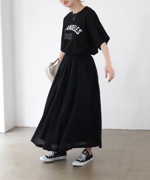 Shelly island（シェリーアイランド）の「ボリュームロングスカート（スカート・レディース・ブラック/パープル/グリーン/ライトグリーン・FREE）」の6枚目の写真