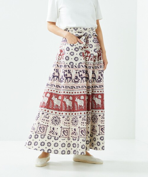 Freada（フリーダ）の「Freada/フリーダ インド木版ラップスカート（スカート・レディース・レッド・ﾌﾘ-）」の7枚目の写真