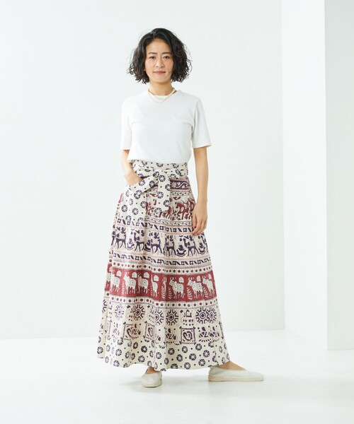 Freada（フリーダ）の「Freada/フリーダ インド木版ラップスカート（スカート・レディース・レッド・ﾌﾘ-）」の8枚目の写真