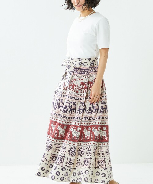 Freada（フリーダ）の「Freada/フリーダ インド木版ラップスカート（スカート・レディース・レッド・ﾌﾘ-）」の9枚目の写真