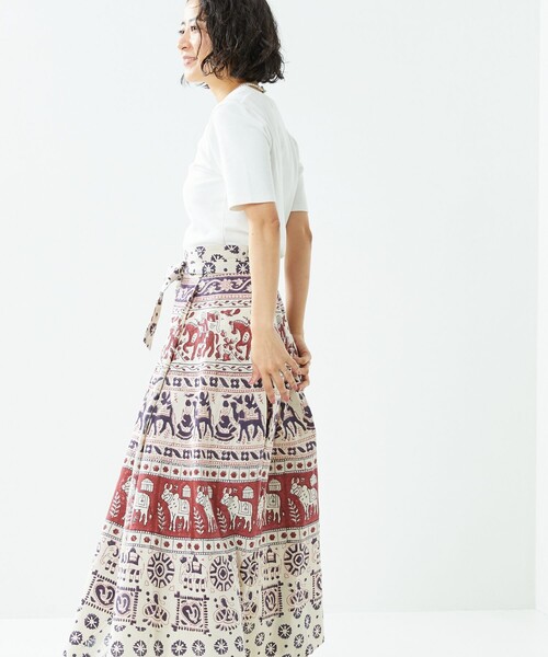 Freada（フリーダ）の「Freada/フリーダ インド木版ラップスカート（スカート・レディース・レッド・ﾌﾘ-）」の13枚目の写真