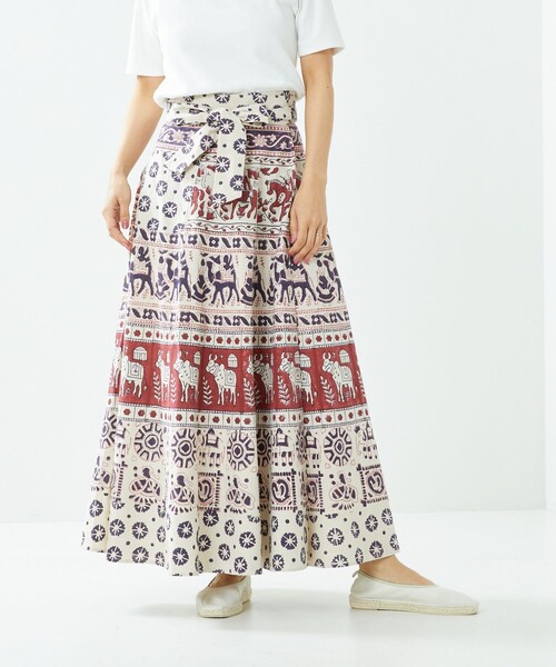 Freada（フリーダ）の「Freada/フリーダ インド木版ラップスカート（スカート・レディース・レッド・ﾌﾘ-）」の15枚目の写真