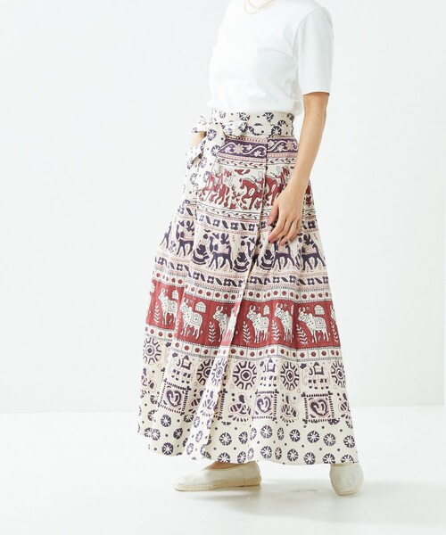 Freada（フリーダ）の「Freada/フリーダ インド木版ラップスカート（スカート・レディース・レッド・ﾌﾘ-）」の17枚目の写真
