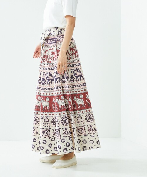 Freada（フリーダ）の「Freada/フリーダ インド木版ラップスカート（スカート・レディース・レッド・ﾌﾘ-）」の18枚目の写真
