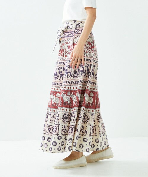 Freada（フリーダ）の「Freada/フリーダ インド木版ラップスカート（スカート・レディース・レッド・ﾌﾘ-）」の19枚目の写真