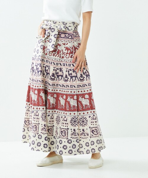 Freada（フリーダ）の「Freada/フリーダ インド木版ラップスカート（スカート・レディース・レッド・ﾌﾘ-）」の20枚目の写真