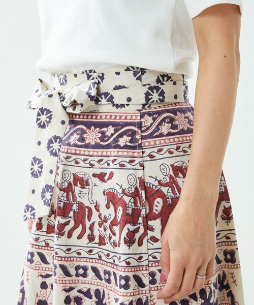 Freada（フリーダ）の「Freada/フリーダ インド木版ラップスカート（スカート・レディース・レッド・ﾌﾘ-）」の3枚目の写真