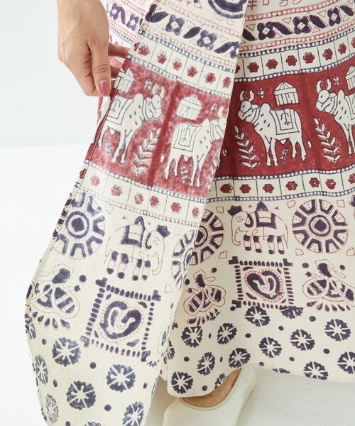 Freada（フリーダ）の「Freada/フリーダ インド木版ラップスカート（スカート・レディース・レッド・ﾌﾘ-）」の5枚目の写真