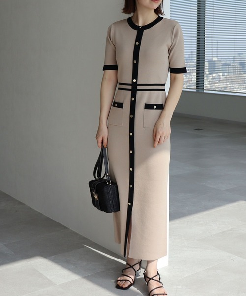 Andemiu（アンデミュウ）の「ハイショクＩラインワンピース275541（ワンピース・レディース・ベージュ/ネイビー/グレー・FREE）」の12枚目の写真