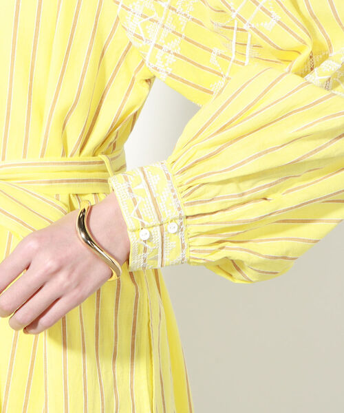 ヌキテパ　ワンピース　COTTON STRIPE EMB DRESS サイズS NE QUITTEZ PAS!（ヌキテパ）の「【ne Quittez pas/ヌキテパ