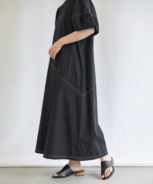 select MOCA（セレクトモカ）の「2022 SS ボリュームスリーブステッチワンピース（ワンピース・レディース・ブラック/アイボリー・FREE）」の16枚目の写真