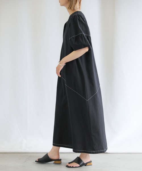 select MOCA（セレクトモカ）の「2022 SS ボリュームスリーブステッチワンピース（ワンピース・レディース・ブラック/アイボリー・FREE）」の13枚目の写真