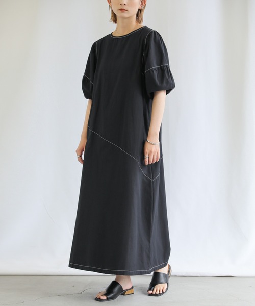 select MOCA（セレクトモカ）の「2022 SS ボリュームスリーブステッチワンピース（ワンピース・レディース・ブラック/アイボリー・FREE）」の11枚目の写真