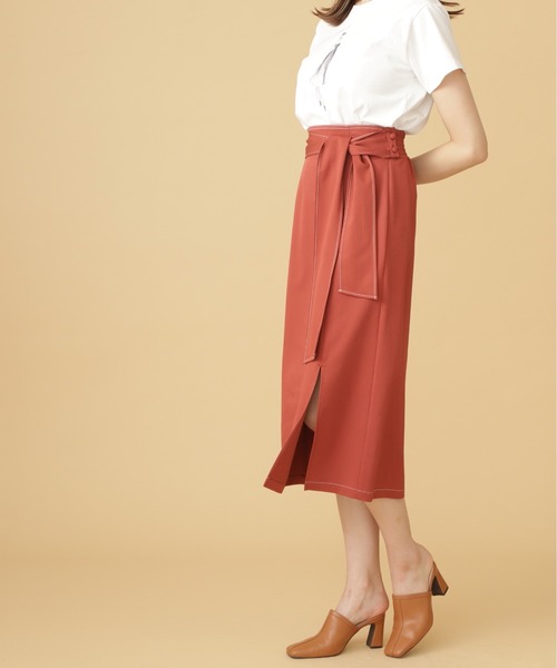 JILL by JILL STUART(ジルバイジルスチュアート)の「◇2wayリボンタイトスカート(スカート・レディース・ネイビー/ベージュ/レッド・MEDIUM/SMALL)」の5枚目の写真