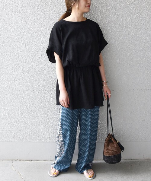 SHIPS any（シップス エニィ）の「SHIPS any:〈手洗い可能〉Paris Authentique サラサ ロング パンツ（その他パンツ・レディース・ネイビー/オレンジ・ONE SIZE）」の5枚目の写真