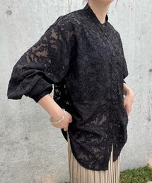 select MOCA by misato | 2022 SS バンドカラージャガードレースブラウス(シャツ/ブラウス)