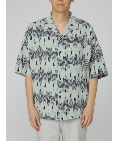 semantic design(セマンティックデザイン)の「セマンティックデザイン 幾何学柄 オープンカラー半袖ルーズシャツ(シャツ/ブラウス・メンズ・ホワイト/グリーン・LARGE/MEDIUM)」の15枚目の写真