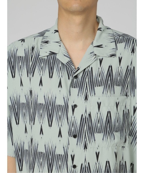 semantic design(セマンティックデザイン)の「セマンティックデザイン 幾何学柄 オープンカラー半袖ルーズシャツ(シャツ/ブラウス・メンズ・ホワイト/グリーン・LARGE/MEDIUM)」の16枚目の写真