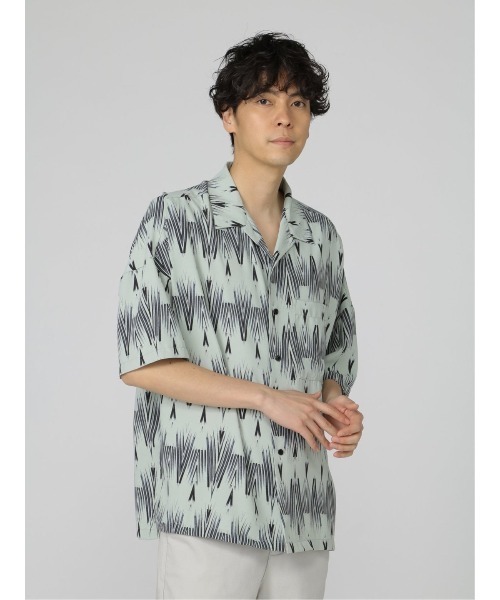 semantic design(セマンティックデザイン)の「セマンティックデザイン 幾何学柄 オープンカラー半袖ルーズシャツ(シャツ/ブラウス・メンズ・ホワイト/グリーン・LARGE/MEDIUM)」の21枚目の写真