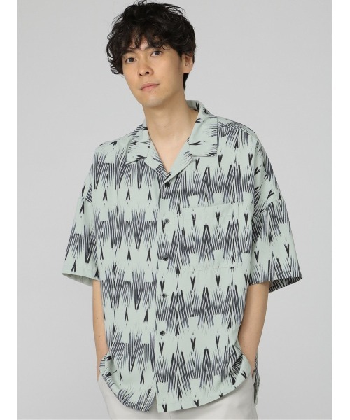 semantic design(セマンティックデザイン)の「セマンティックデザイン 幾何学柄 オープンカラー半袖ルーズシャツ(シャツ/ブラウス・メンズ・ホワイト/グリーン・LARGE/MEDIUM)」の22枚目の写真